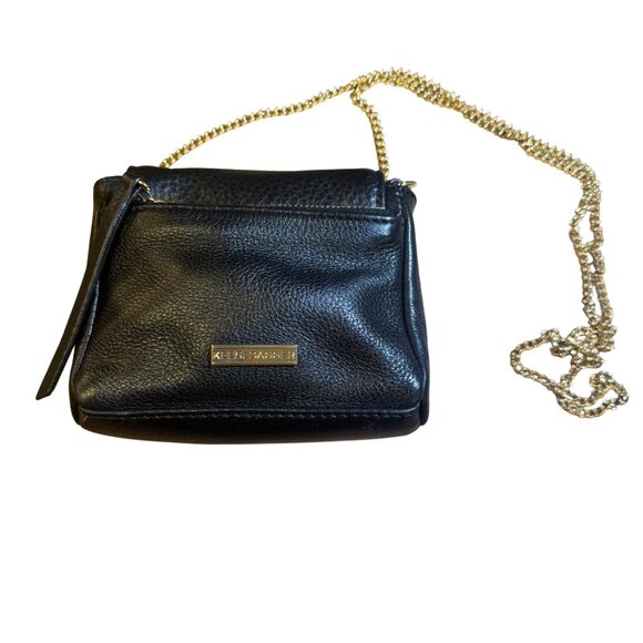 Kelsi Dagger Black Leather Mini Crossbody Bag With Gold Chain Strap - Picture 10 of 14